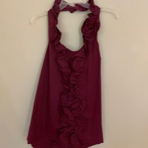 Limited large burgundy halter ruffles/rose